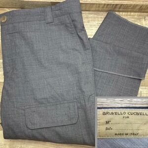 Brunello Cucinelli Wool Cargo Trouser Pants Italy Men 42 US - IT 54 XL Grey READ